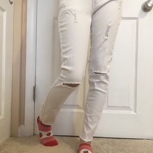 white distressed jeans